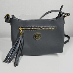 Joy Mangano Leather Crossbody Bag/Purse Gray